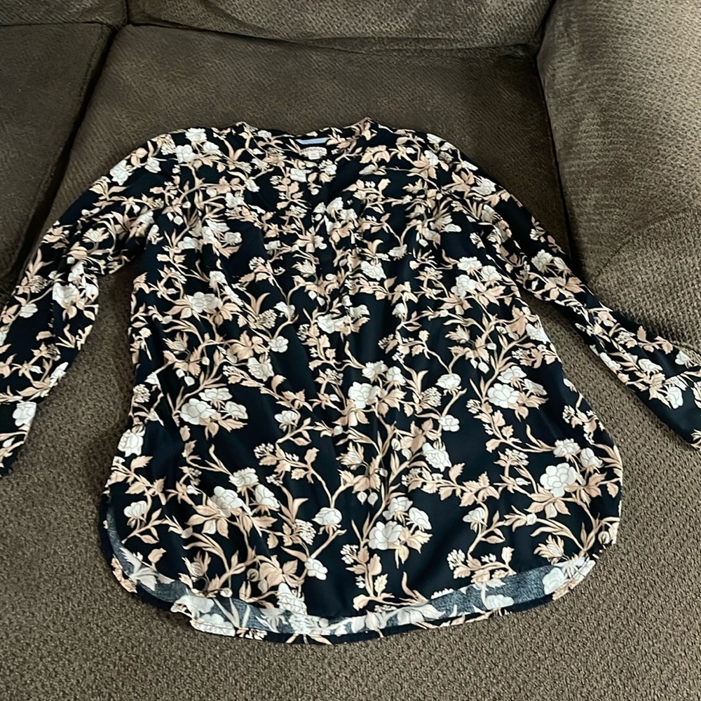Merona Black Floral Long Sleeve dress XXL